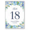 Blue Hydrangea Greenery Wedding Table Number