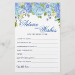 Blue Hydrangea Greenery Wishes & Advice Card<br><div class="desc">Enjoy your bridal shower with these funny games.
Personalize with the bride to be's name and date of shower. 
For further customization,  please click the "customize further" link. If you need help,  contact me please.</div>