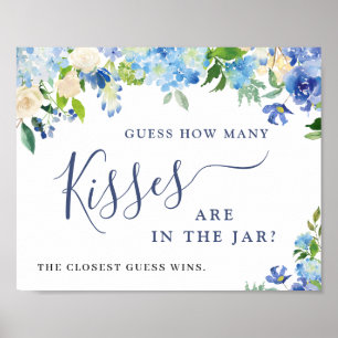 Blue Hydrangea Guess How Many Bridal Shower Poster