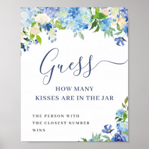 Blue Hydrangea Guess How Many Bridal Shower Poster
