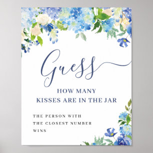 Blue Hydrangea Guess How Many Bridal Shower Poster