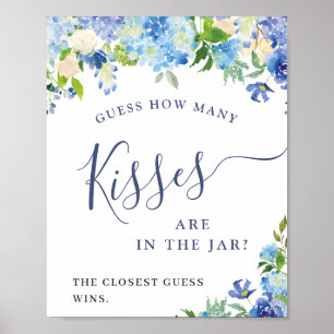 Blue Hydrangea Guess How Many Bridal Shower Poster