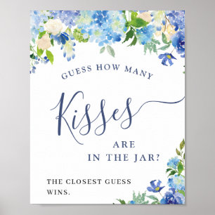 Blue Hydrangea Guess How Many Bridal Shower Poster