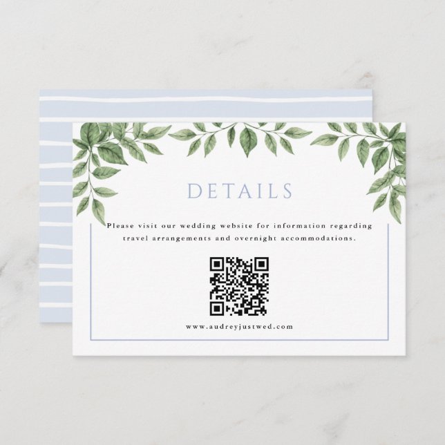 Blue Hydrangea Horizontal Detail with QR Code Enclosure Card (Front/Back)