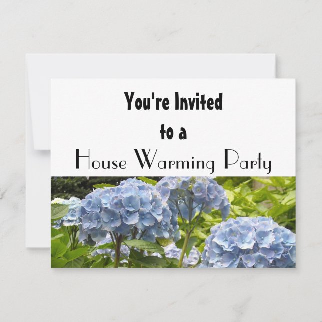 Blue Hydrangea House Warming Party Invitation (Front)