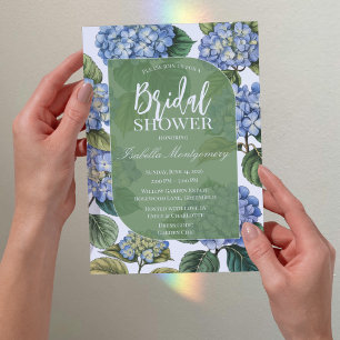 Blue Hydrangea Illustration Bridal Shower Invitation