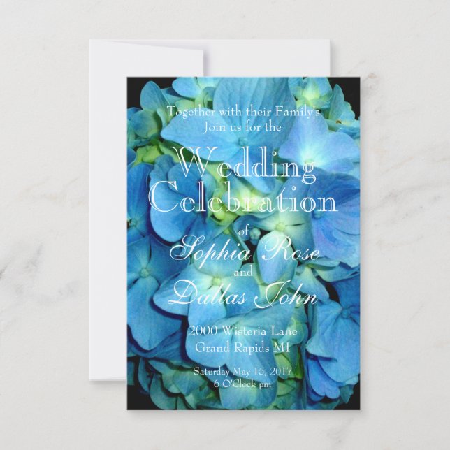 Blue Hydrangea Invitation (Front)