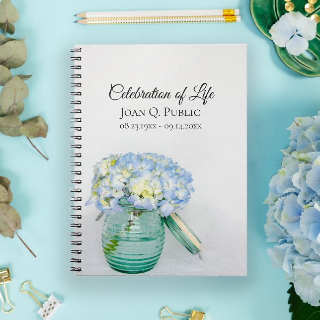 Blue Hydrangea Jar Célébration de la vie Livre d'o (Créateur téléchargé)