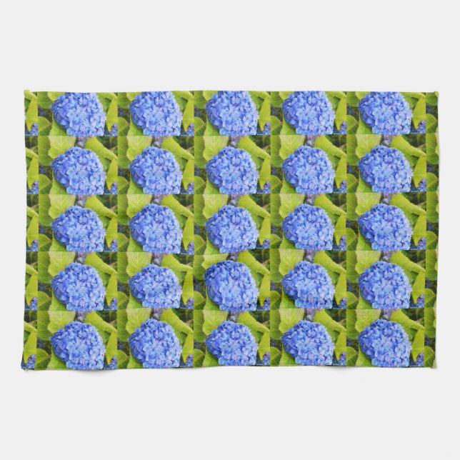 Blue hydrangea kitchen towel (Horizontal)
