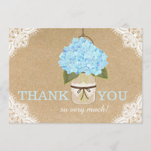 Blue Hydrangea Lace Kraft Modern Rustic Thank You
