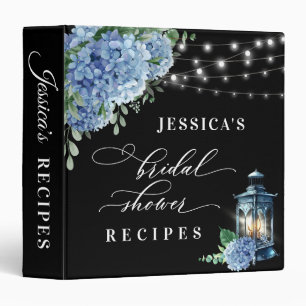 Blue Hydrangea Lantern Black Bridal Shower Recipe Binder