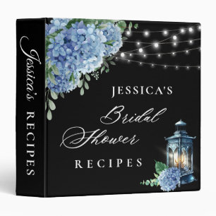 Blue Hydrangea Lantern Black Bridal Shower Recipe Binder