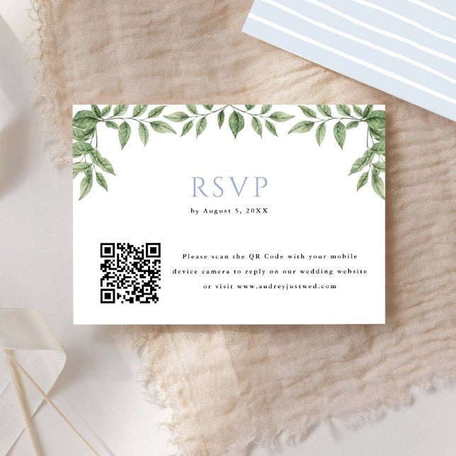 Blue Hydrangea Leaf QR Code Mariage Réponse (Créateur téléchargé)