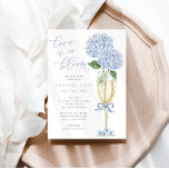 Blue Hydrangea Love is in Bloom Bridal Shower Invitation<br><div class="desc">This beautiful design features blue hydrangea blooms and your custom text,  along with the script heading,  "Love is in Bloom".  Use the template form to add your information.</div>