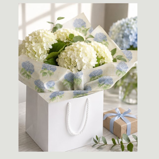 Blue Hydrangea Luxe Floral Tissue Paper | Elegant  (Blue Hydrangea Tissue Paper make the gift of flowers a beautiful display  - celebrate someone today)