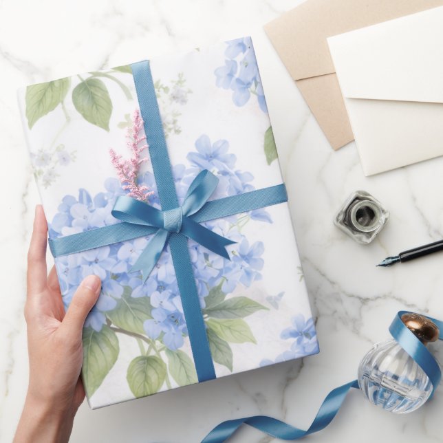 Blue Hydrangea Luxe Floral Wrapping Paper (Gifting)