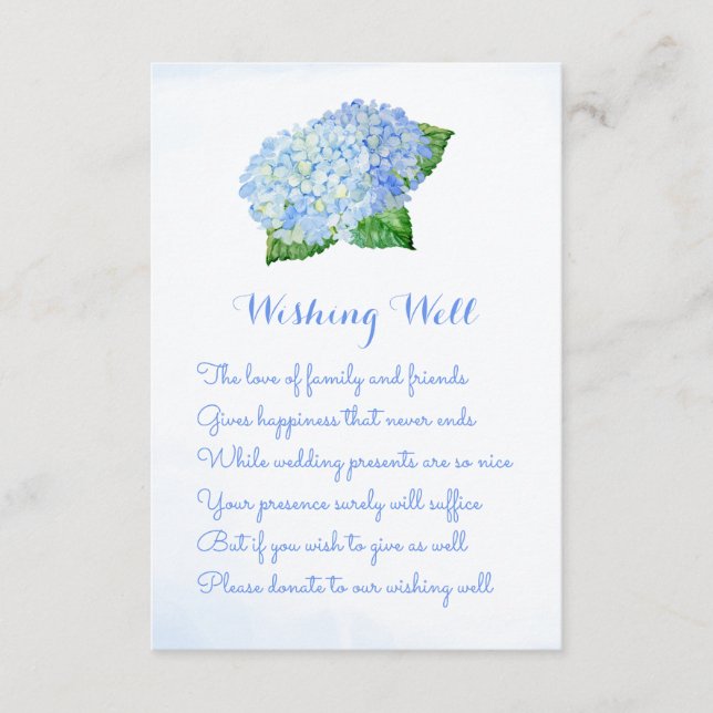 Blue Hydrangea Mariage de souhaits de cartes de pu (Devant)