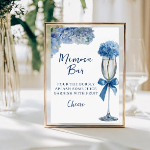 Blue Hydrangea Mimosa Bar Bridal Shower Sign Plaque