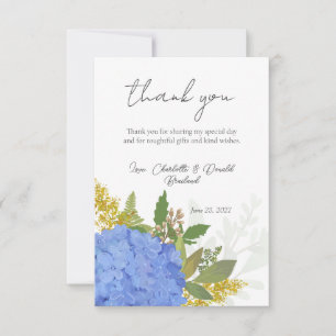 Blue Hydrangea Modern Artistic Floral Thank You Card