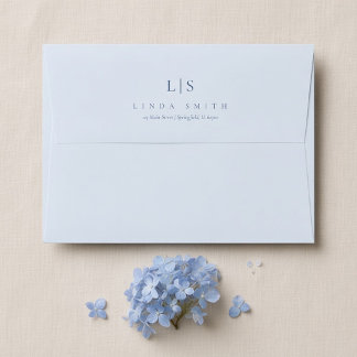 Blue Hydrangea Monogram 50th Birthday Envelope