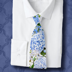 Blue hydrangea neck tie