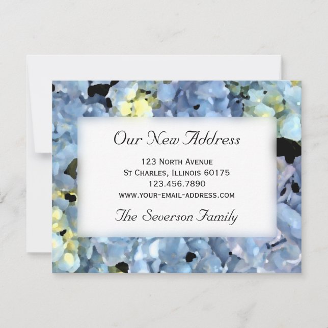 Blue Hydrangea New Address Announcement (Front)