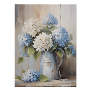 Blue Hydrangea Oil Painting Wall Art