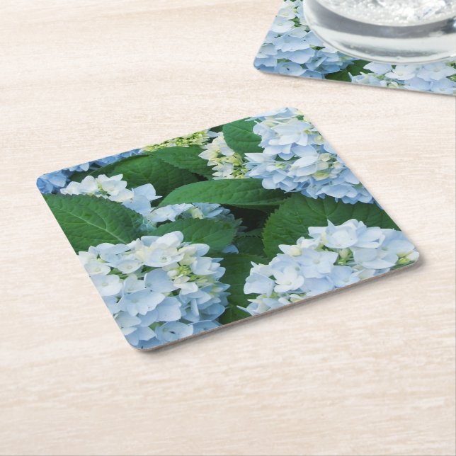 Blue Hydrangea Paper Coasters (Angled)