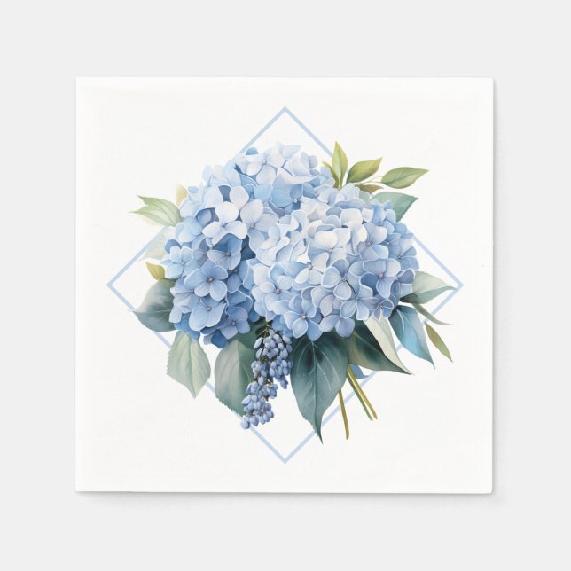 Blue Hydrangea Paper Napkins (Front)