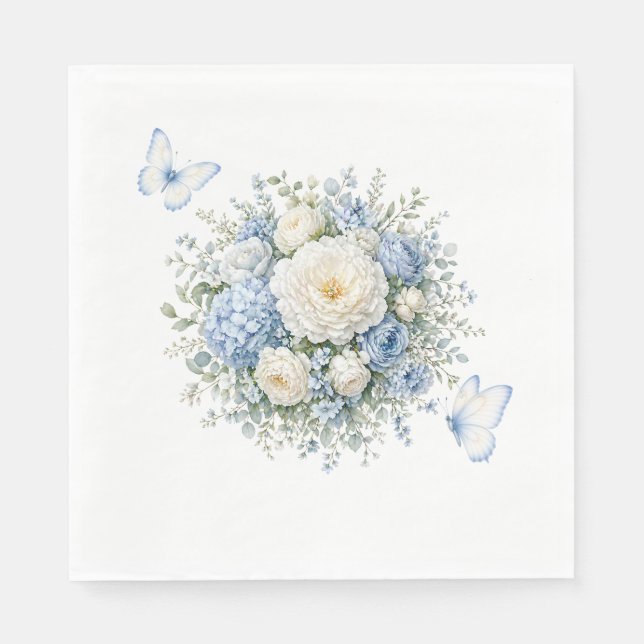 Blue Hydrangea Paper Napkins (Front)