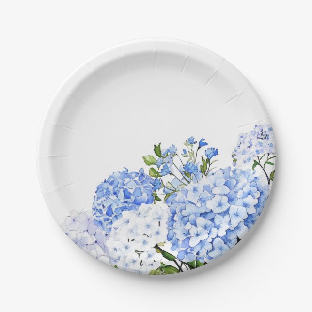 Blue Hydrangea Paper Plate (Front)
