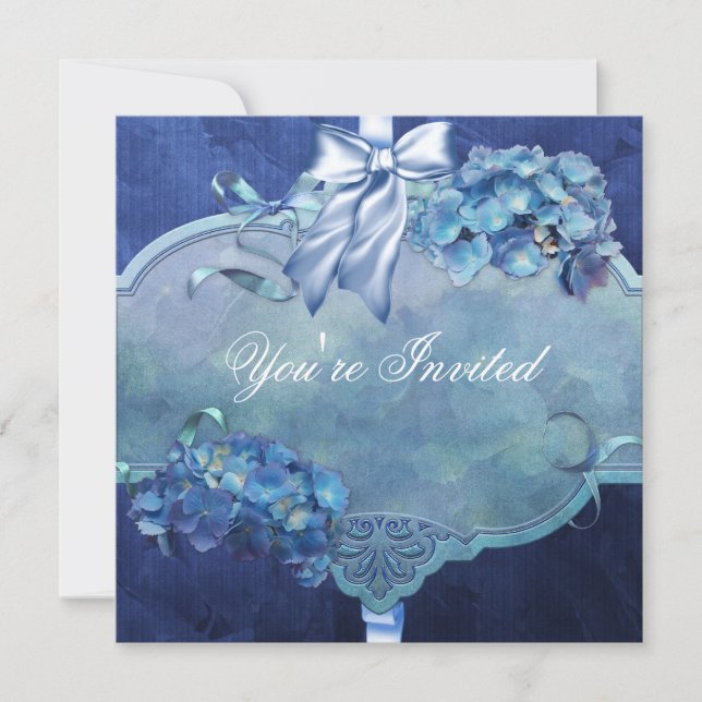 Blue Hydrangea Party Invitation (Front)