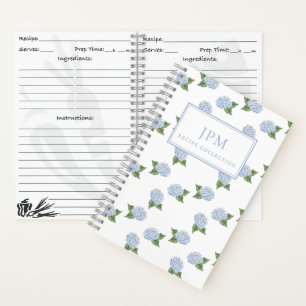 Blue Hydrangea Pattern Small Cookbook-Personalized Notebook