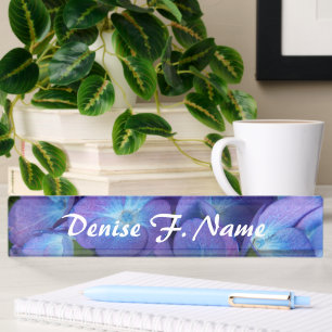 Blue Hydrangea Personalized Floral Nameplate