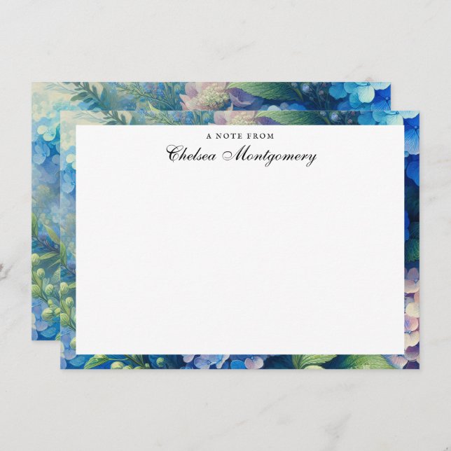 Blue Hydrangea Personalized Name Card (Front/Back)