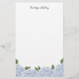 Blue Hydrangea Personalized Stationery Paper