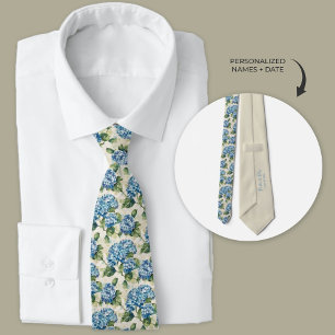 Blue Hydrangea Personalized Watercolor Tie