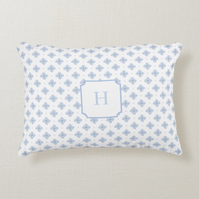 Blue Hydrangea Petal Monogram   Accent Pillow (Front)