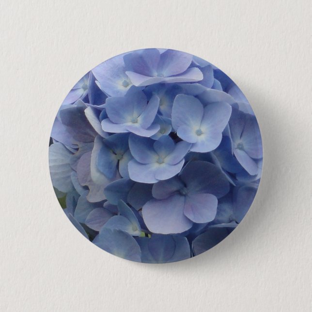 Blue Hydrangea Petals 2 Inch Round Button (Front)