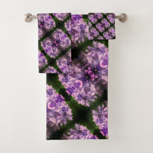 Blue Hydrangea Petals Abstract Art Pattern Bath Towel Set