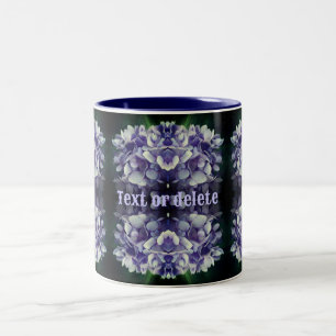Blue Hydrangea Petals Abstract Personalized Two-Tone Coffee Mug