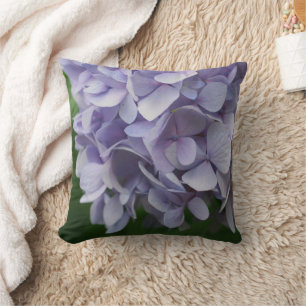 Blue Hydrangea Petals Close Up Throw Pillow