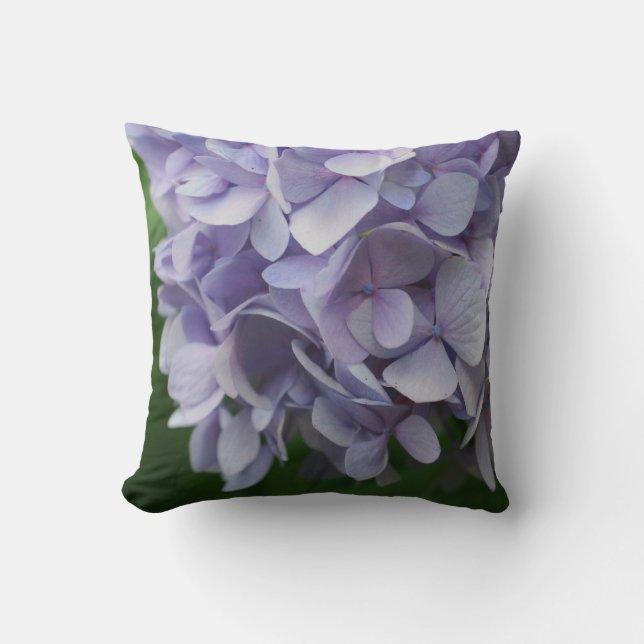 Blue Hydrangea Petals Close Up   Throw Pillow (Front)