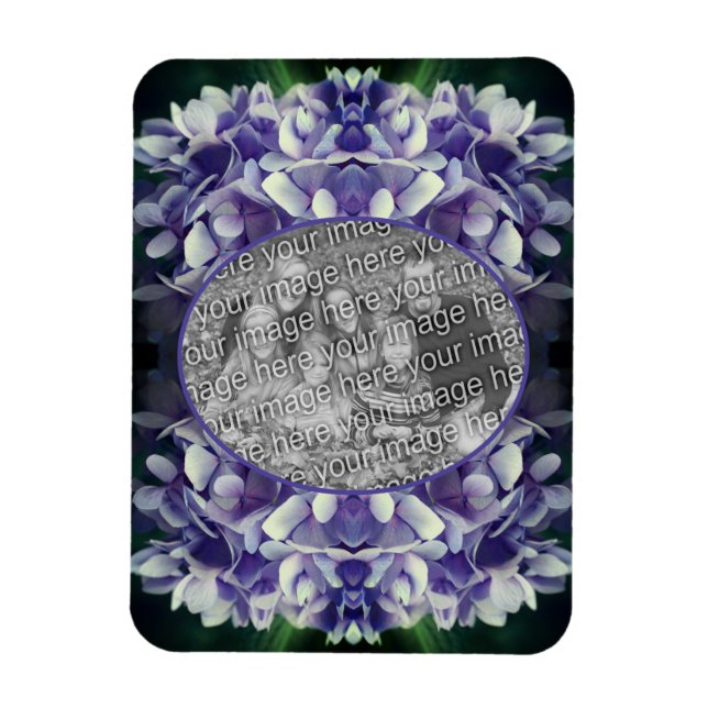 Blue Hydrangea Petals Frame Add Your Photo Magnet (Vertical)