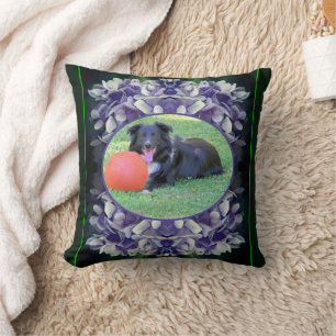 Blue Hydrangea Petals Frame Create Your Own Photo Throw Pillow