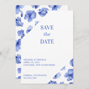 Blue Hydrangea Petals Non-Photo Save The Date