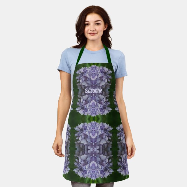 Blue Hydrangea Petals Pattern Personalized    Apron (Worn)