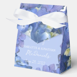 Blue Hydrangea Petals Wedding Personalized Names Favor Box