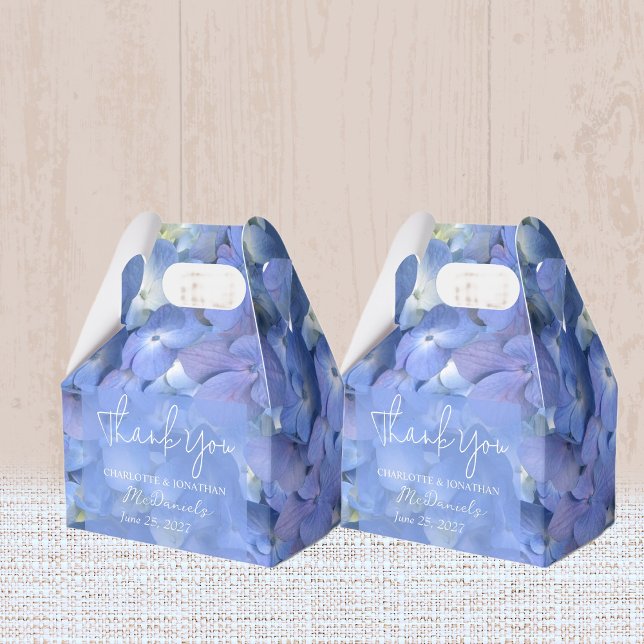 Blue Hydrangea Petals Wedding Personalized Names Favor Box (Creator Uploaded)