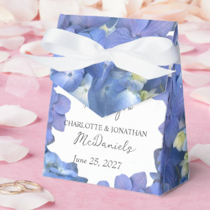 Blue Hydrangea Petals Wedding Personalized Names Favor Box